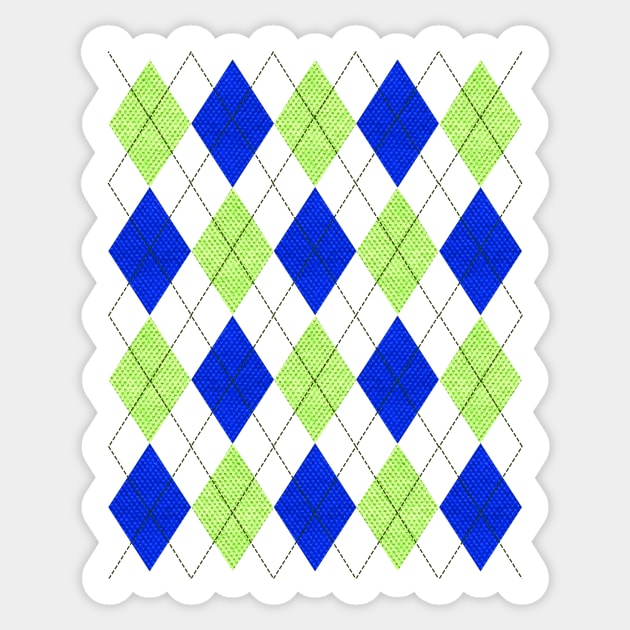 Blue and Green Argyle Sticker by terrybain